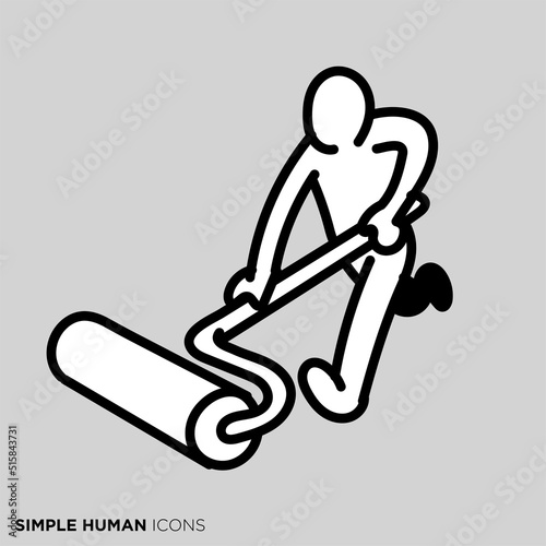 シンプルな人物のポーズイラスト　「ローラーで塗る人」