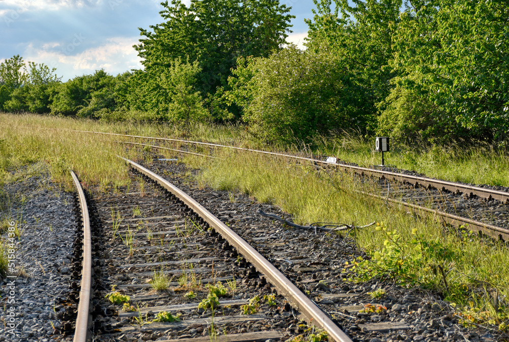 Pulkau, Schienen, Gleis, Bahndamm, Bahnlinie, Bahnhof, Eisenbahn