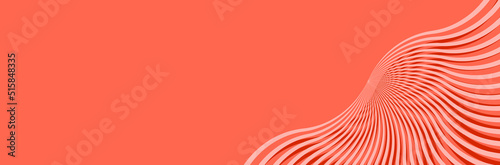 Abstract modern orange coral background with peach neon line in corner. Luxury long backdrop. Geometric art digital screen. Poster, banner. wallpaper. Presentation card. Copy space. Cover design. Ads.