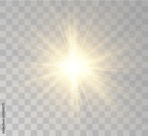 Transparent yellow sunlight special lens flash light effect. Front solar flare lenses 