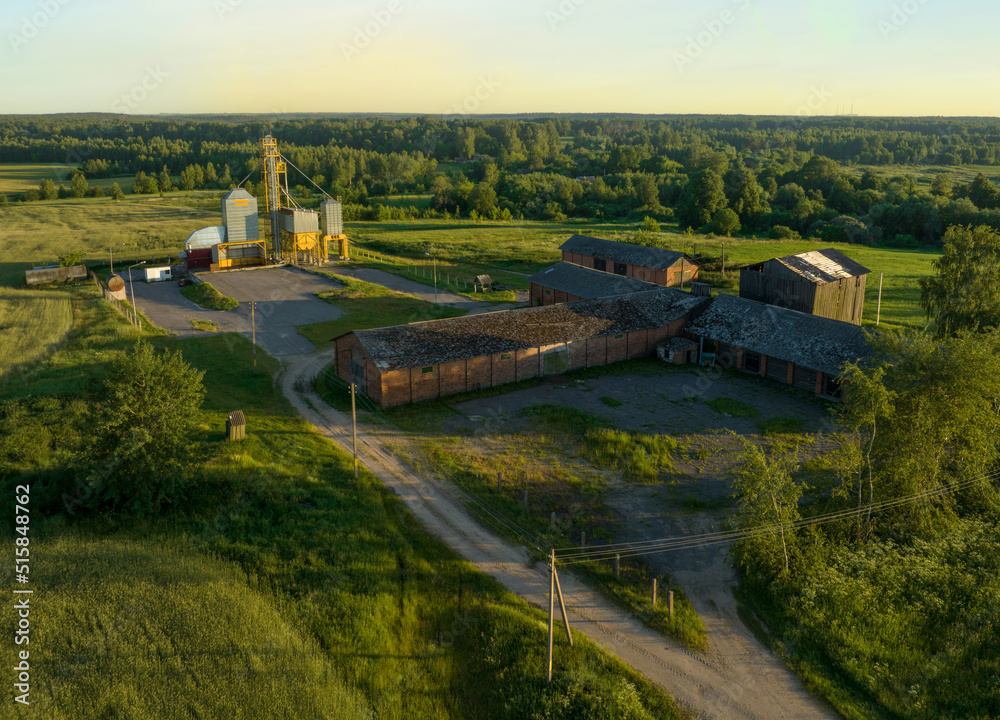 Grain processing plant. Processing and sifting corn and grain. Grain