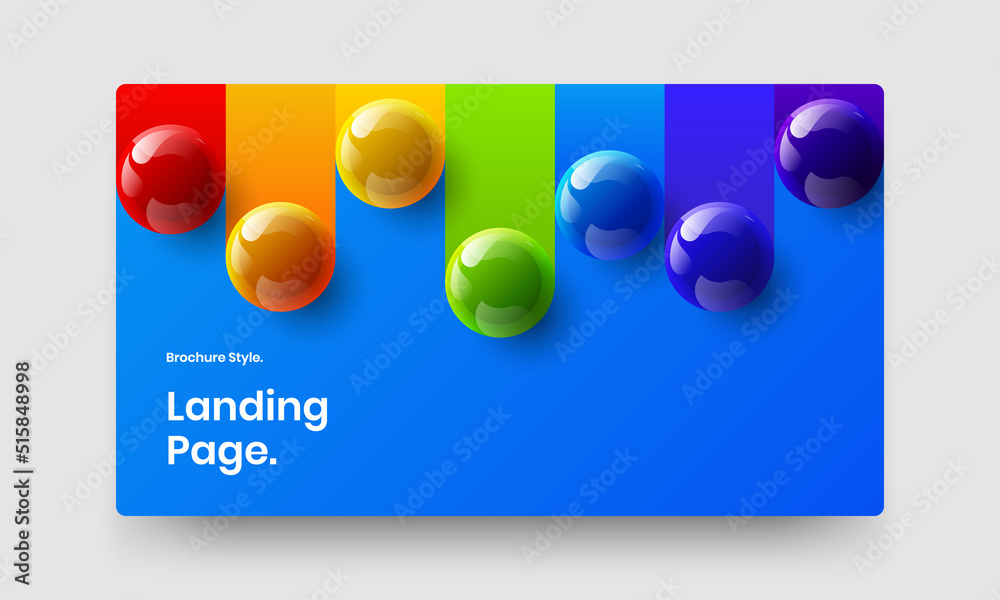 Isolated pamphlet vector design illustration. Trendy realistic balls horizontal cover concept.