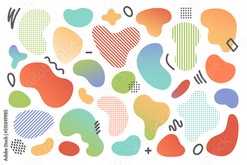 Geometric element set with abstract amoeba, vector