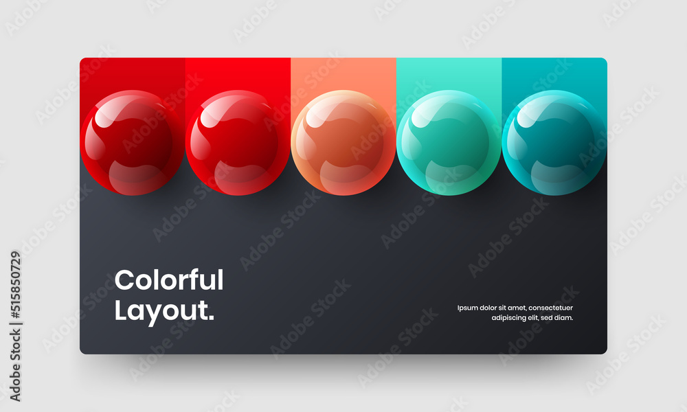 Colorful realistic balls annual report template. Abstract company identity vector design concept.