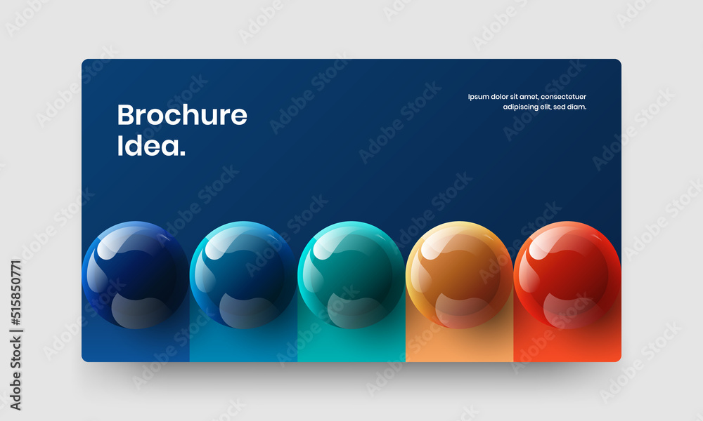 Multicolored 3D balls company cover layout. Bright banner vector design template.