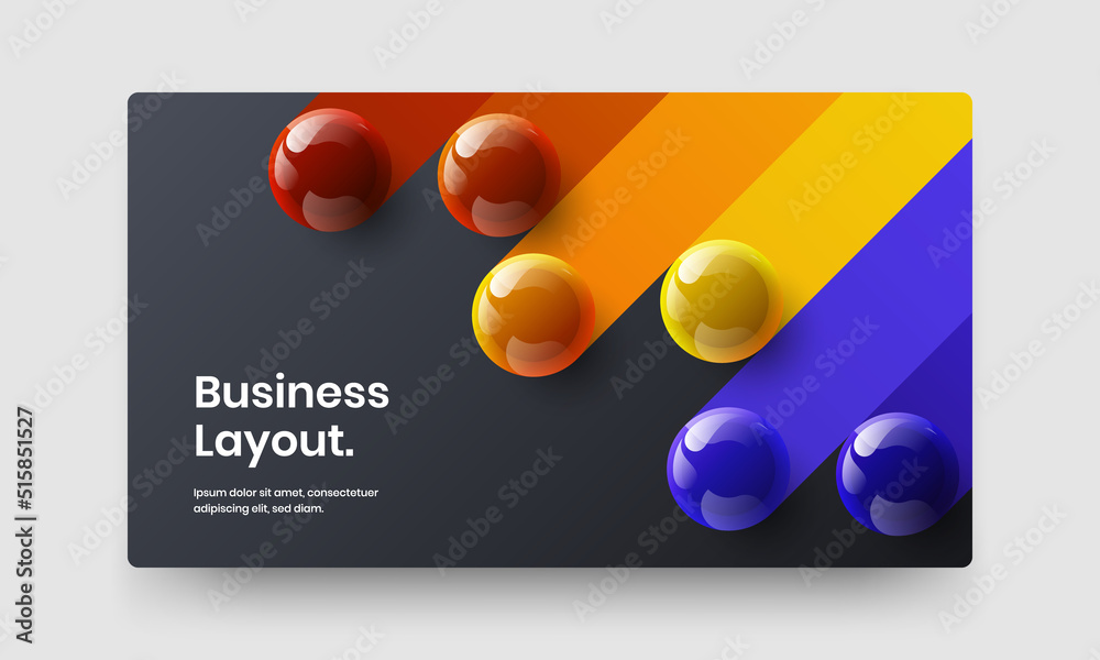 Premium website screen design vector concept. Amazing realistic spheres handbill layout.
