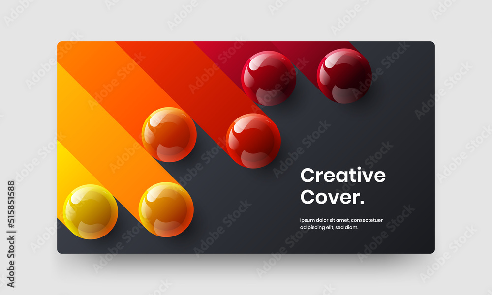 Colorful placard design vector template. Multicolored realistic balls catalog cover concept.