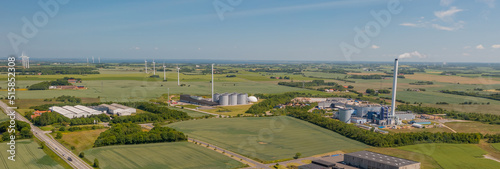 Tableau sur toile Panoramic aerial view of industrial park and bioenergy plant