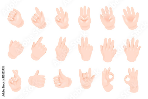 sign language hand signal 3d graphic vector illustration on white