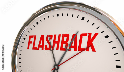 Photos Flashback Clock Looking Backward in Time Rewind 3d Illustration
