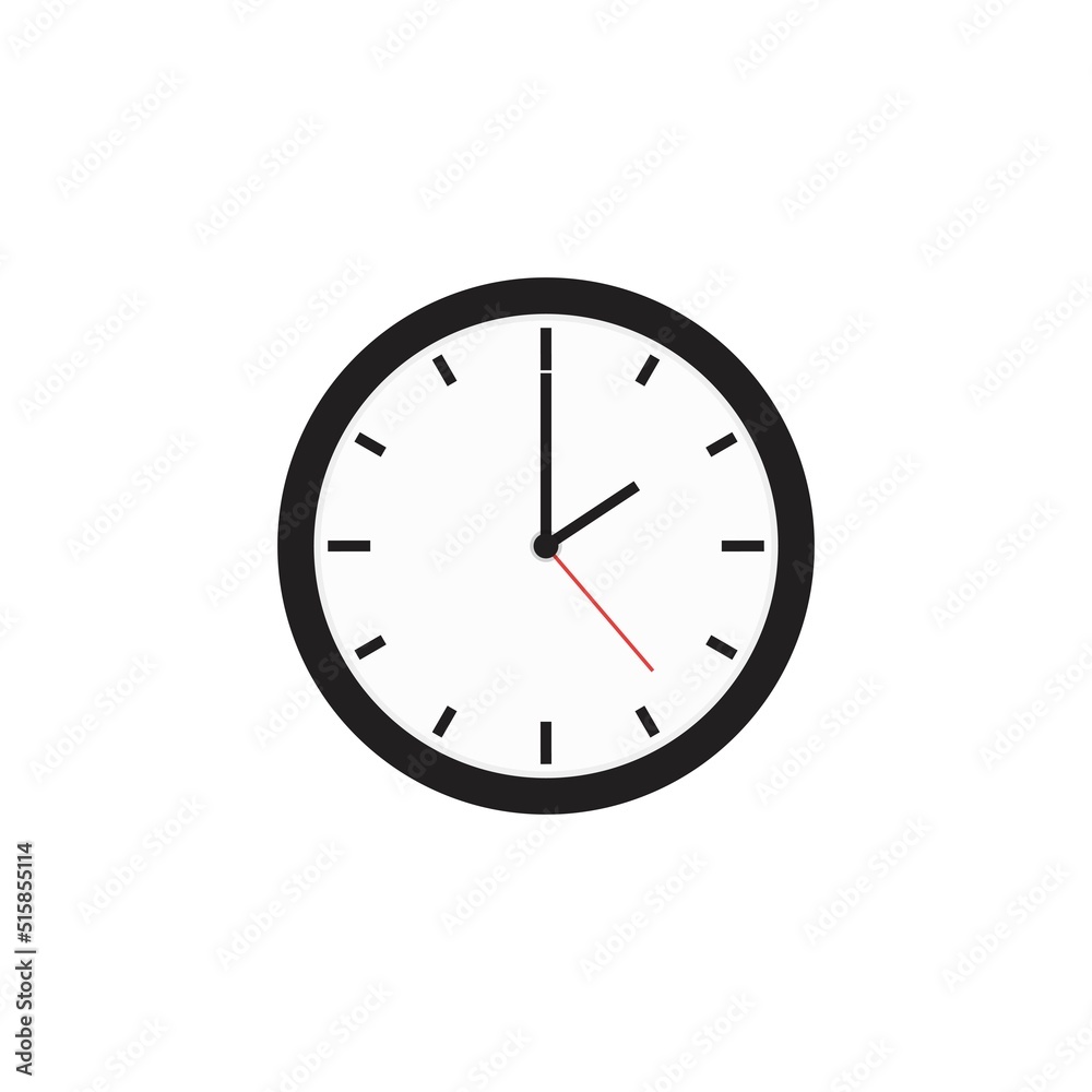 Wall clock simple flat illustration vector isolated. Wall clock simple flat illustration vector isolated.