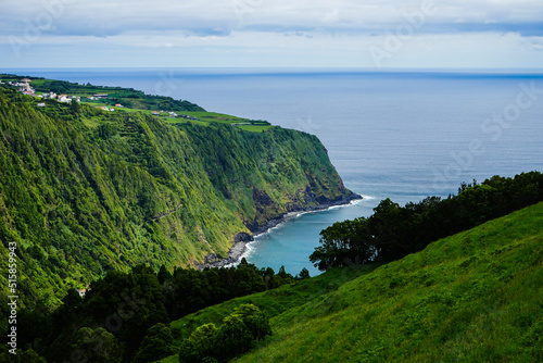 Sao Miguel mountains view over the Atlantic Ocean, Azores, Portugal