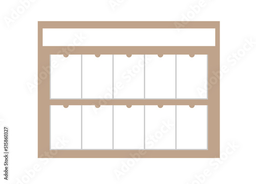 Documentation board, wall board, plan, schedule, bulletin board for institutions and organizations. Beige stand for announcements and information with Ten vertical templates of A-4 or A-3 format. 