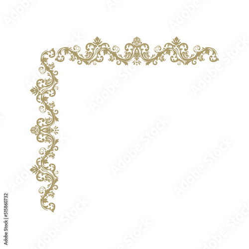 luxury gold floral label frame with damask pattern