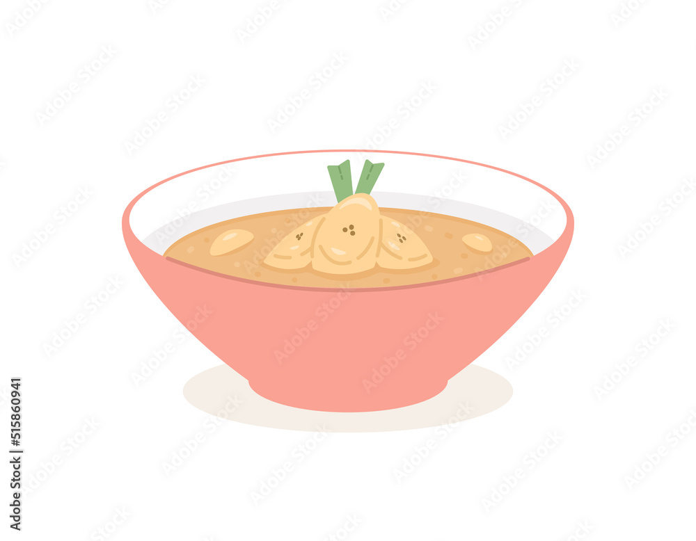 a bowl of kolak pisang. banana. Indonesian food for breaking the fast. desserts. flat cartoon illustration. concept design a bowl of kolak pisang. banana. Indonesian food for breaking the fast. desserts. flat cartoon illustration. concept design