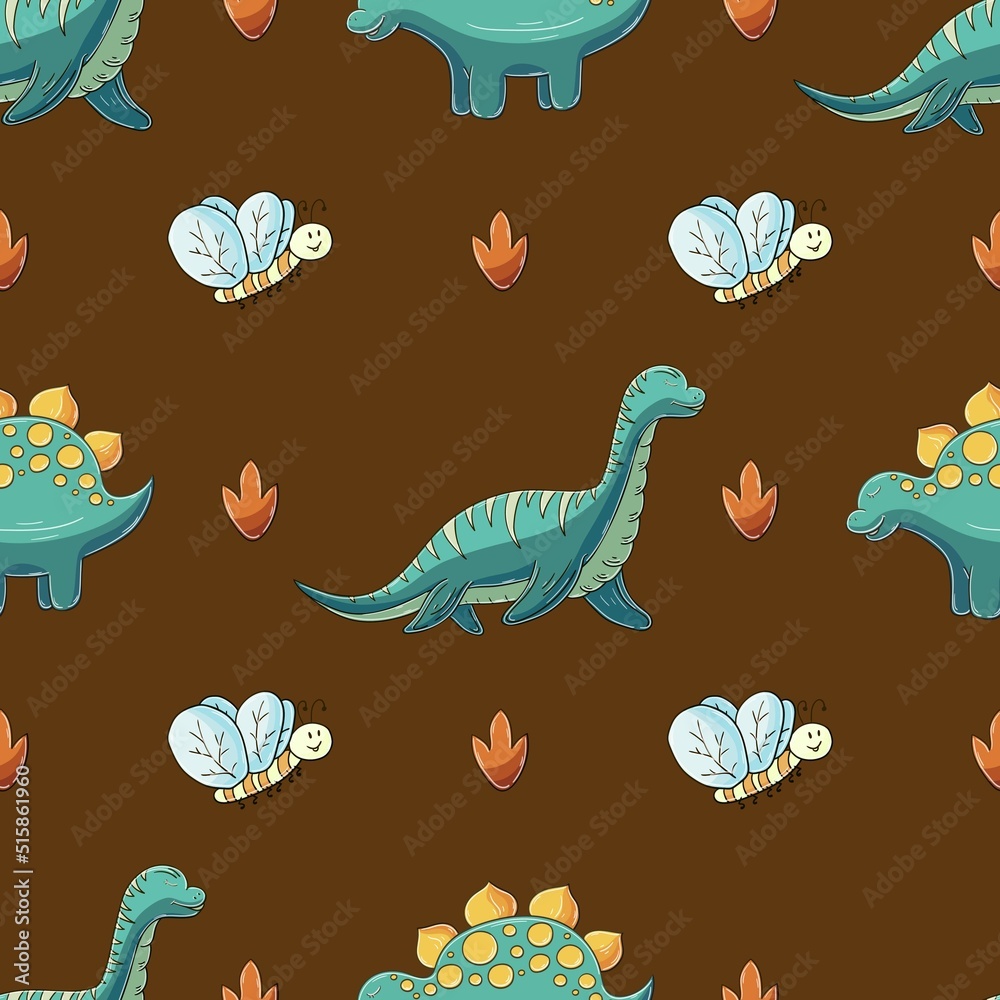 Cute funny dinosaur pattern. Print for cloth design, textile, wrapping paper Cute funny dinosaur pattern. Print for cloth design, textile, wrapping paper