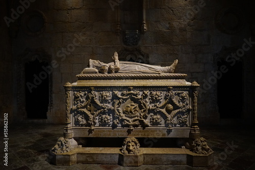 Vasco de Gama tomb inside Mosteiro dos Jeronimos, Lisbon, Portugal photo