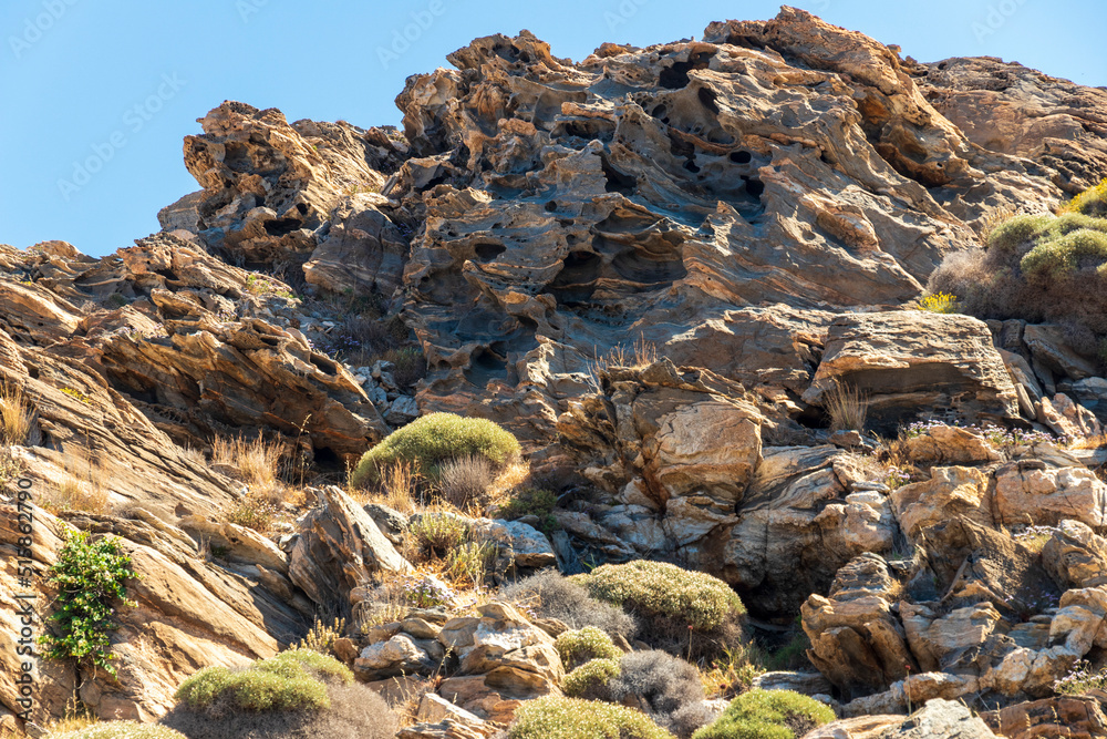 Obraz premium National park close to the sea at Paros Island. Cyclades Greece.
