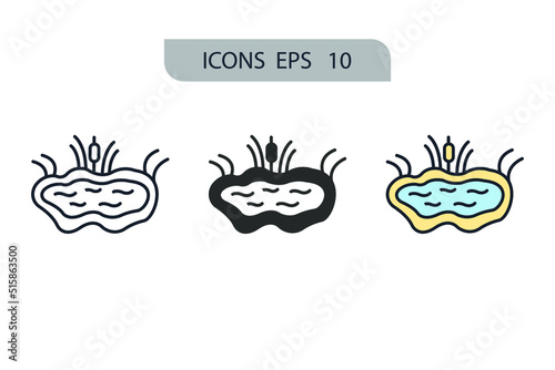 Pond icons  symbol vector elements for infographic web