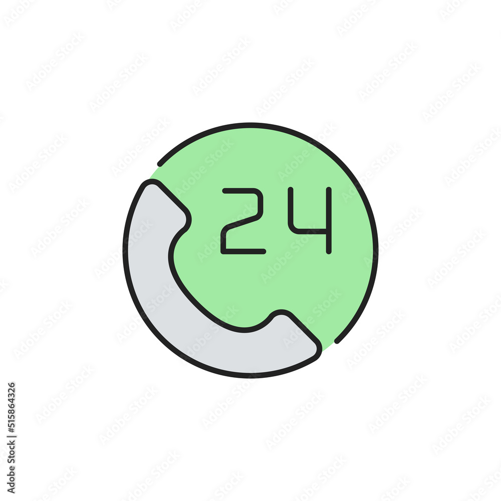 24/7 service icon. High quality coloured vector illustration.. 24/7 service icon. High quality coloured vector illustration..