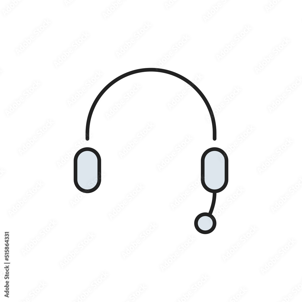 Headphones with microphone. Headset icon. High quality coloured vector illustration..