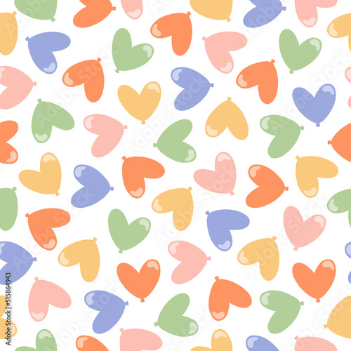 Fototapeta Naklejka Na Ścianę i Meble -  Seamless pattern with colorful heart shaped balloons.