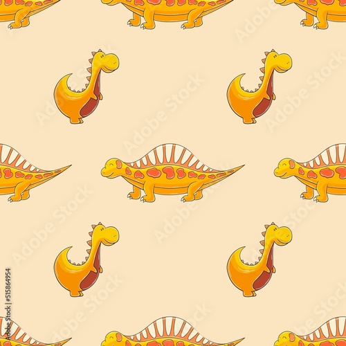 Cute funny dinosaur pattern. Print for cloth design  textile  wrapping paper