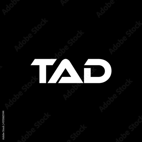 TAD letter logo design with black background in illustrator, vector logo modern alphabet font overlap style. calligraphy designs for logo, Poster, Invitation, etc. photo