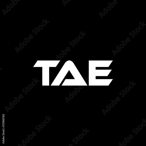 TAE letter logo design with black background in illustrator, vector logo modern alphabet font overlap style. calligraphy designs for logo, Poster, Invitation, etc. photo