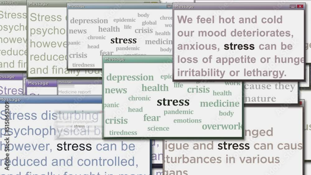 Pop up windows with Stress, mental health and depression crisis on ...