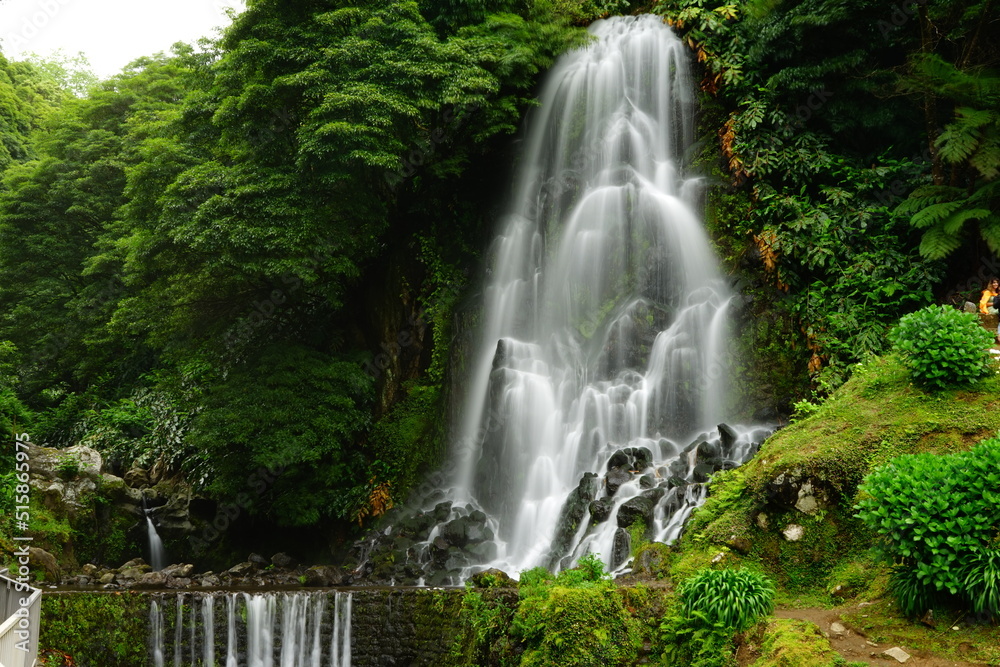 Parque Natural da Ribeira dos Caldeirões waterfall, Sao Miguel, Azores islands, Portugal Parque Natural da Ribeira dos Caldeirões waterfall, Sao Miguel, Azores islands, Portugal