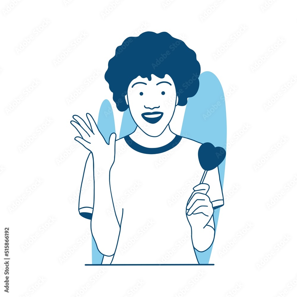flat style vector illustration beautiful african girl curly hair eat candy and sweets flat style vector illustration beautiful african girl curly hair eat candy and sweets