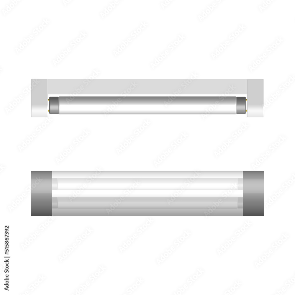 Set of LED and fluorescent light bulbs, 3D vector illustration. Set of LED and fluorescent light bulbs, 3D vector illustration.