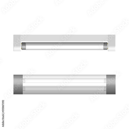Set of LED and fluorescent light bulbs, 3D vector illustration.