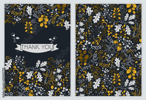 Brochure template with floral decor. For card, flyer, notebook cover or catalog. Vector illustration
