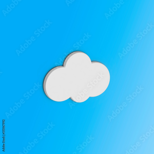 White 3d cloud isolated on a blue background.