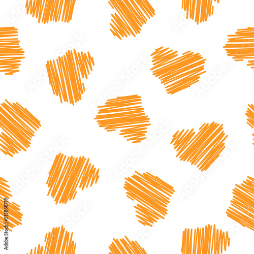 Seamless pattern with pink doodle hearts