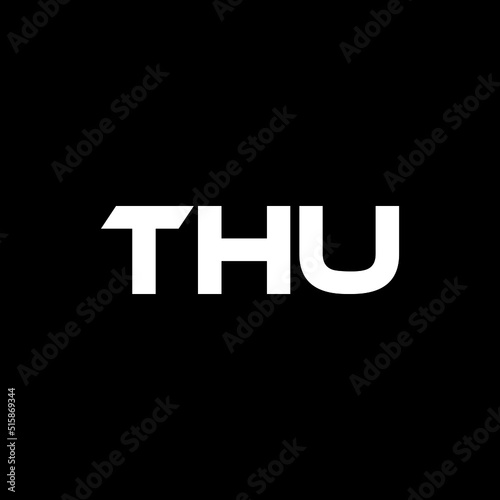 THU letter logo design with black background in illustrator, vector logo modern alphabet font overlap style. calligraphy designs for logo, Poster, Invitation, etc.