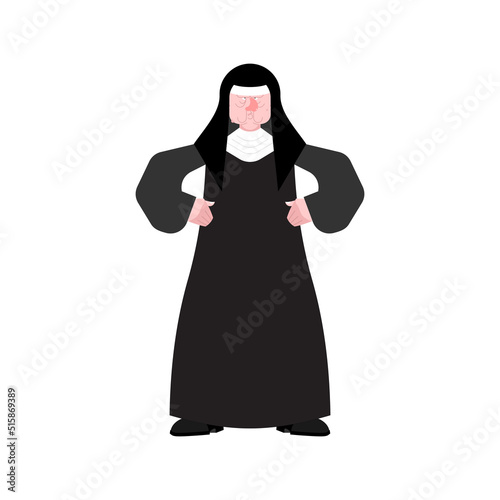 Angry nun. Evil holy sister. Vector illustration