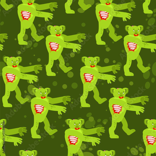 Koala zombie pattern seamless. koala bear zombi background. Vector texture