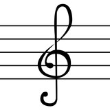 Treble clef on staff. Music illustration. Vector symbol.