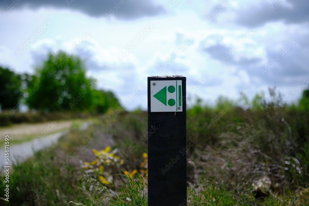 Mountainbike path with mountainbike sign in The Netherlands Mountainbike path with mountainbike sign in The Netherlands
