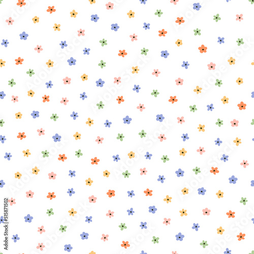 Seamless pattern with colorful tiny flowers.