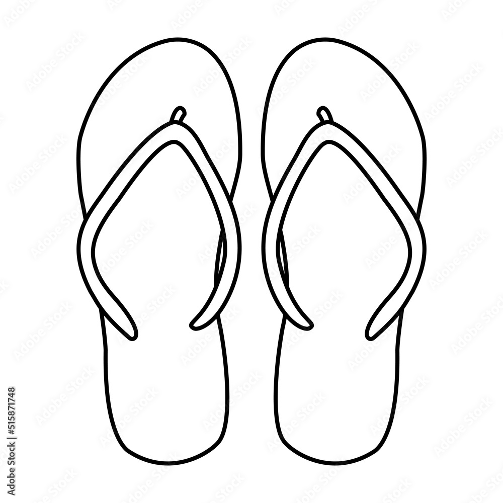 Flip flip vector illustration. Linear sandals isolated on white background. Flat vector summer shoes. Flip flip vector illustration. Linear sandals isolated on white background. Flat vector summer shoes.