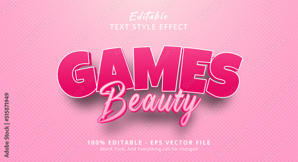 Beauty Games Text Style Effect, Editable Text Effect