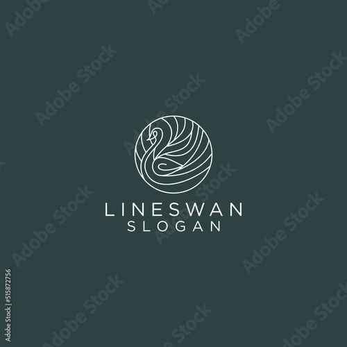 Line swan logo design icon vector