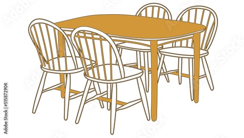 4 chairs and dinning wood table kinfolk style for family in chicken room 