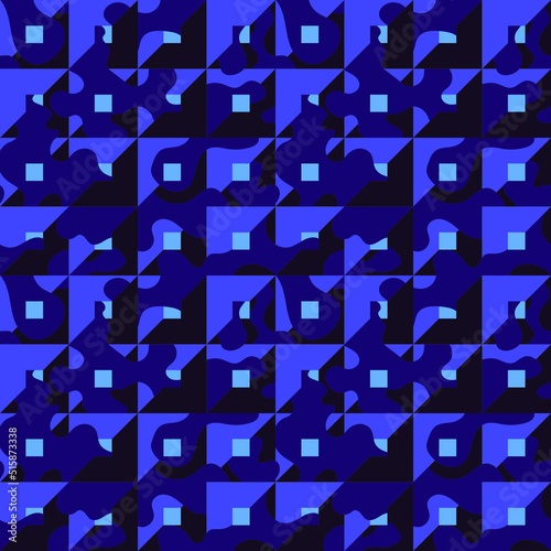 Seamless pattern with squares anf wave shapes