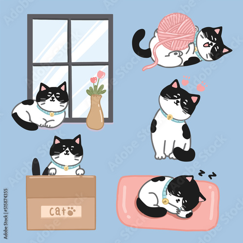 cats cartoon character vector set 