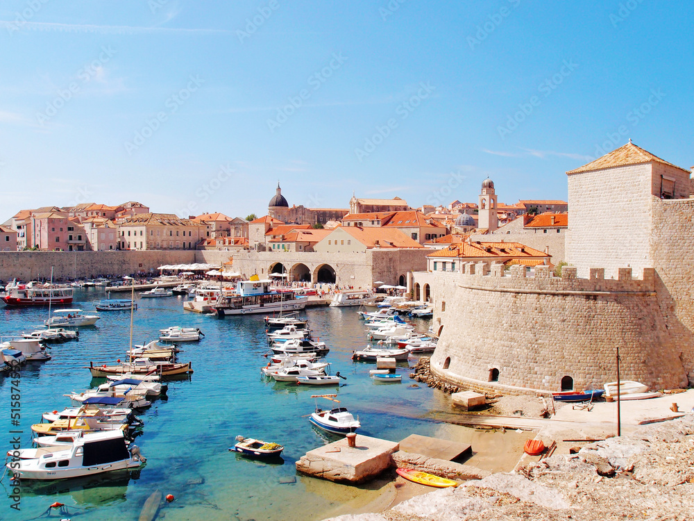 View of the old port in Dubrovnik, Croatia